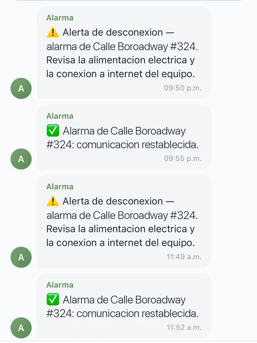 Los avisos de la alarma en el chat de tu casa: se desconectó y se restableció