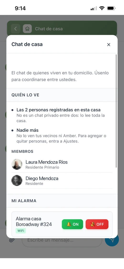 La ficha de tu casa en la app, con la sección Mi alarma y los botones de encender y silenciar