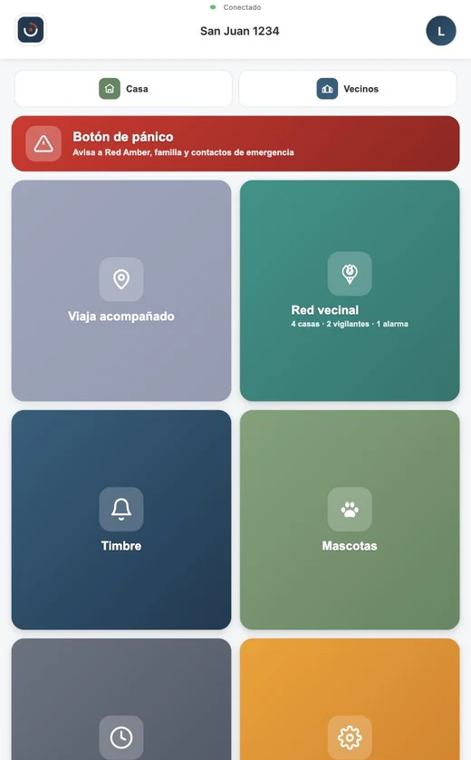 Pantalla de inicio de la app Ambermex