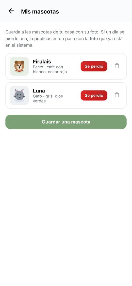 Mis mascotas guardadas