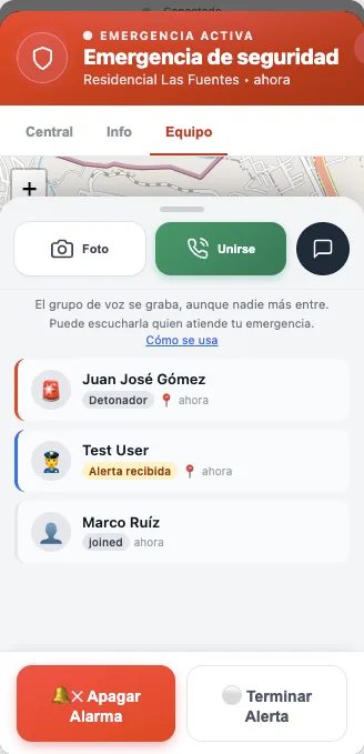 El equipo de la emergencia: detonador, alerta recibida y quién se unió