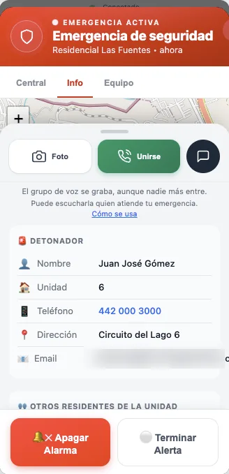 La información del detonador en la emergencia