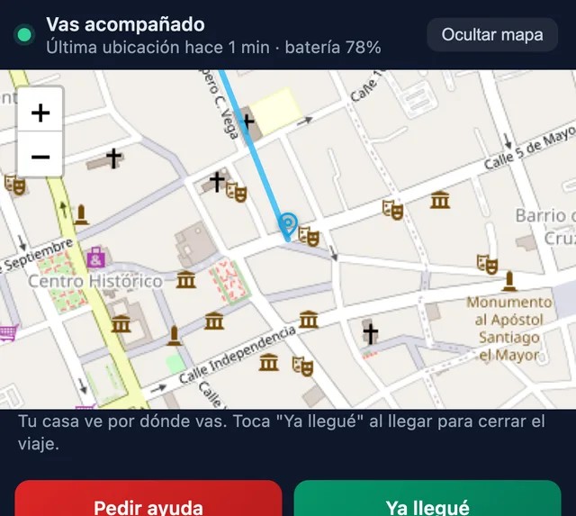 El mapa del viaje acompañado