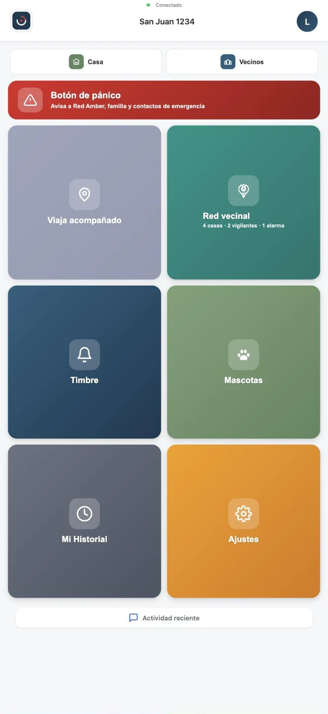 Inicio del app Ambermex en una cuenta de casa gratis