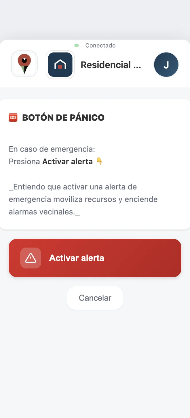 Confirmación del botón de pánico