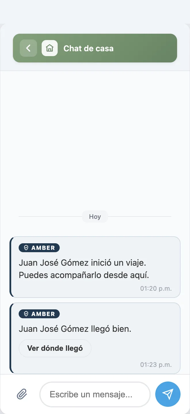 Aviso en el chat de casa: llegó bien