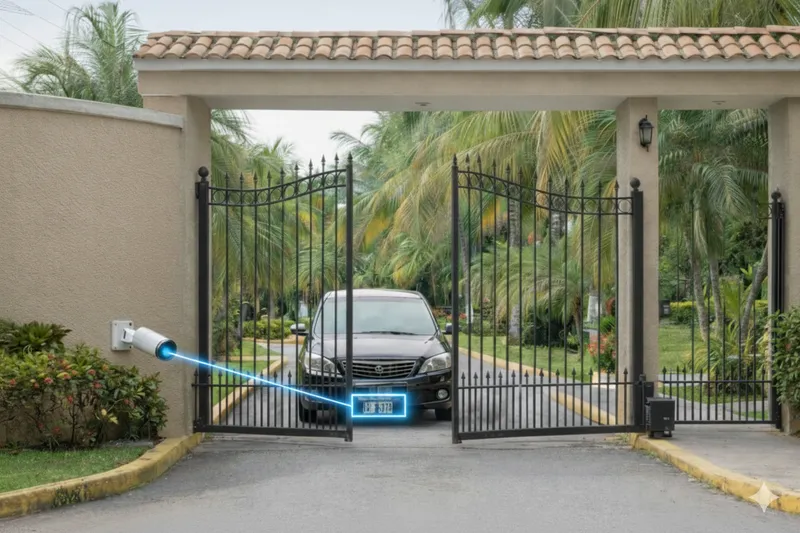 Acceso vehicular que reconoce la placa