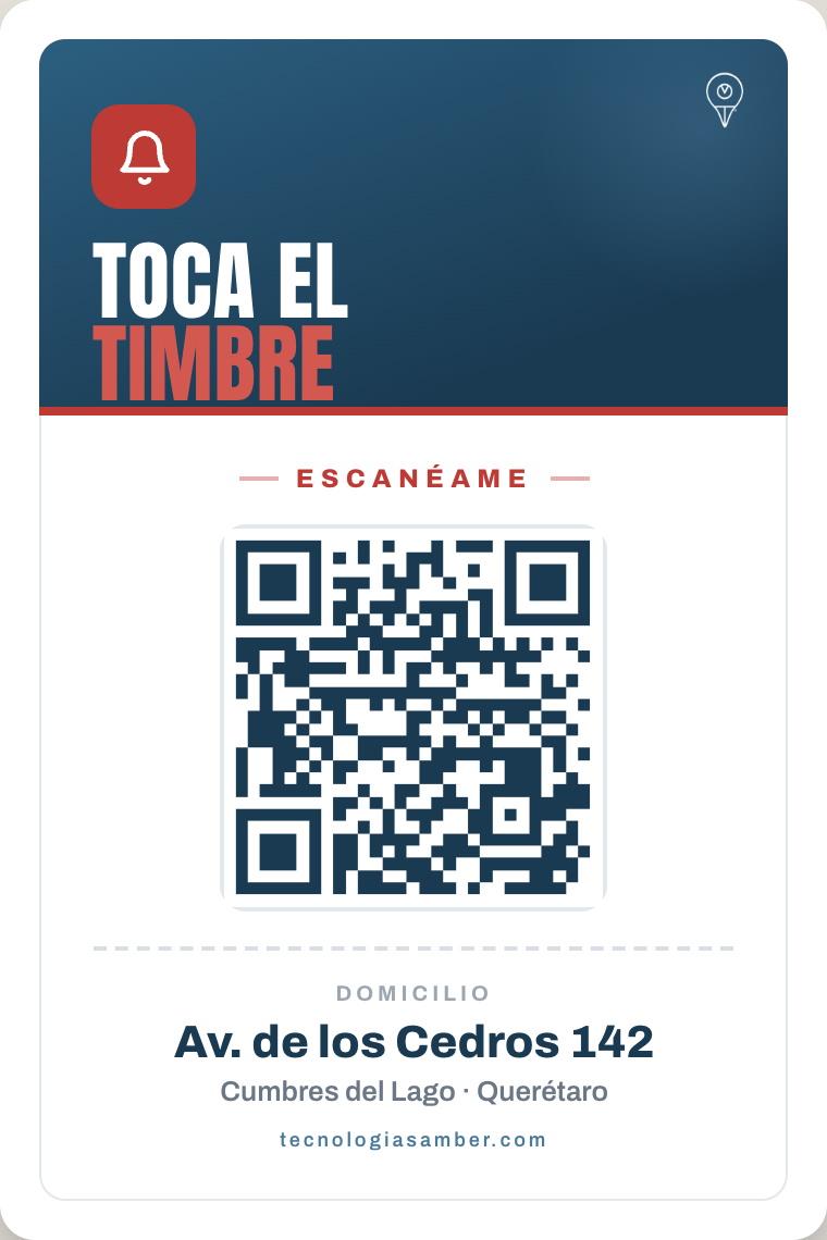Letrero del timbre, diseño La Señal: bloque navy de alto contraste