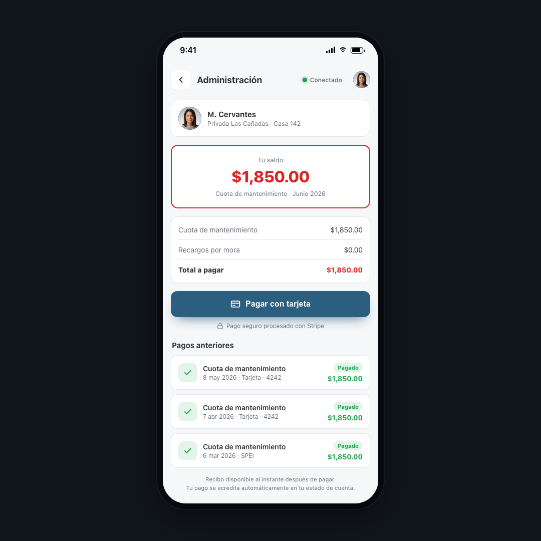 Pagar la cuota desde la app, con tarjeta