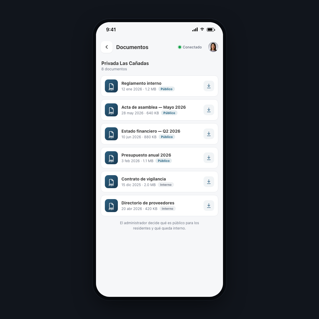 Documentos de la comunidad, en la app